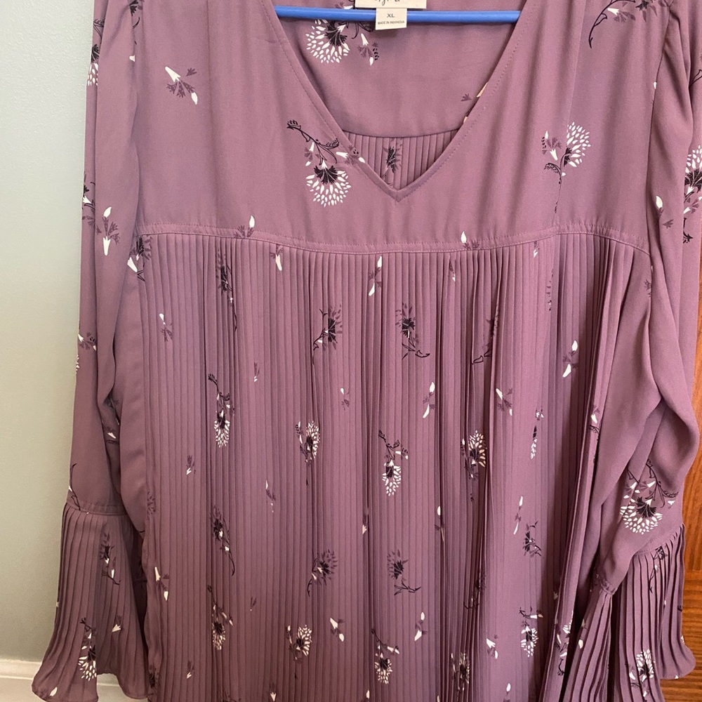 Style & Co pleated flowered blouse